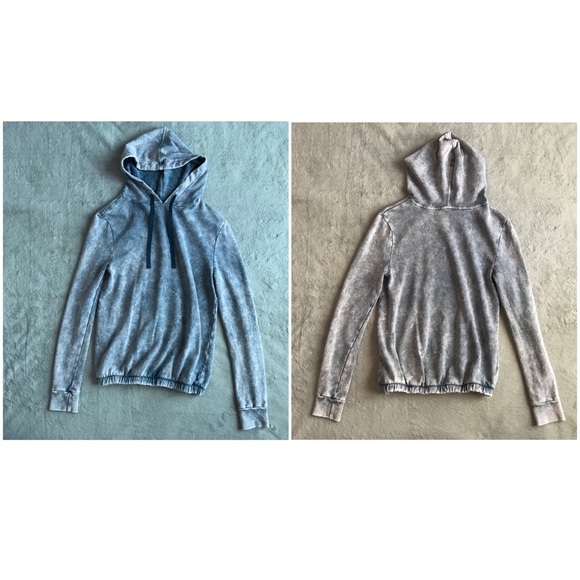 BP Hooded Drawstring Sweatshirt Acid Wash Blue XXS - Picture 3 of 9